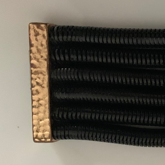 Black Coil Choker & Bracelet Set – Hammered Gold Tone - Picture 9 of 12